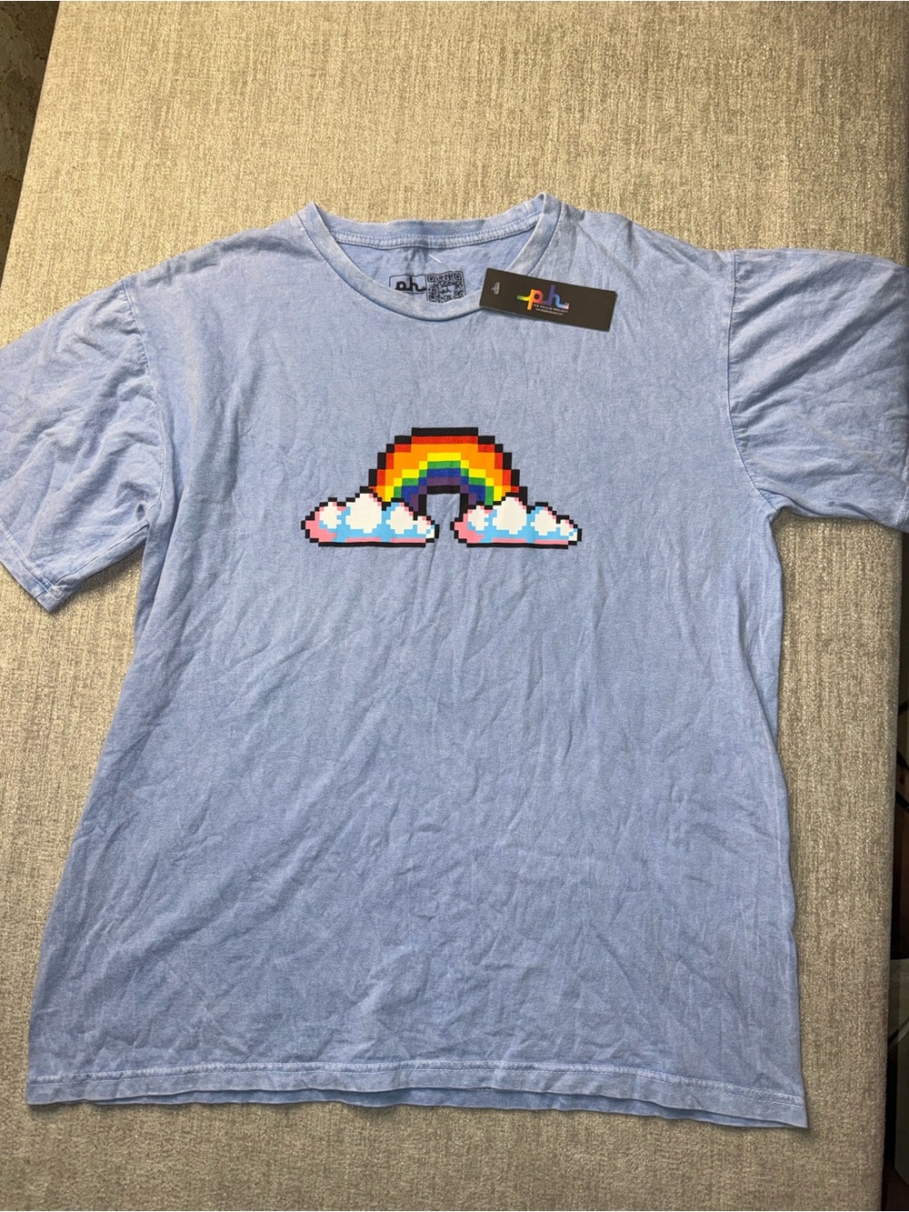 NWT The Phluid Project Pixel Rainbow Pride T-Shirt Blue M